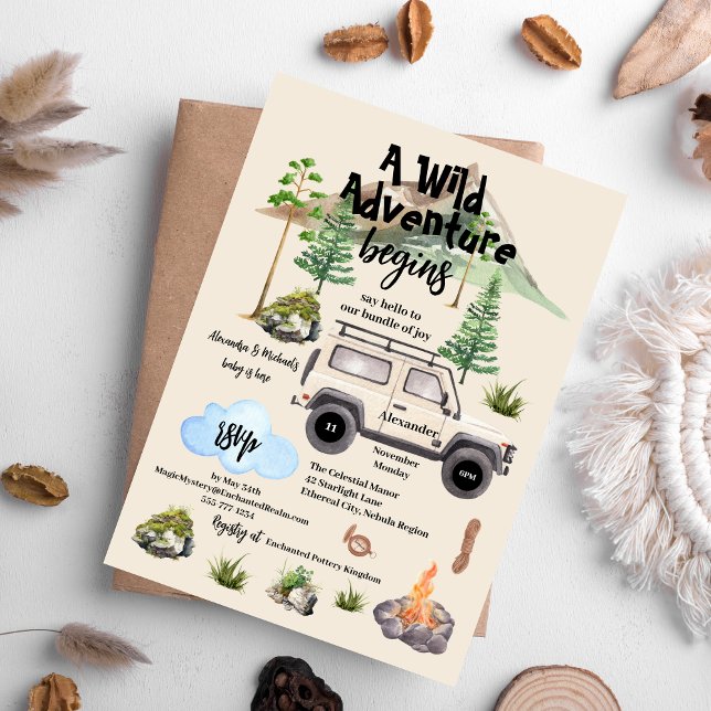 Flyer Campa de Aquarela do Chá de fraldas de Aventura de (Criador carregado)