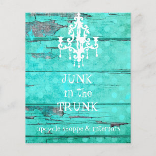 Flyer Candelabro da madeira do vintage do Aqua do GC