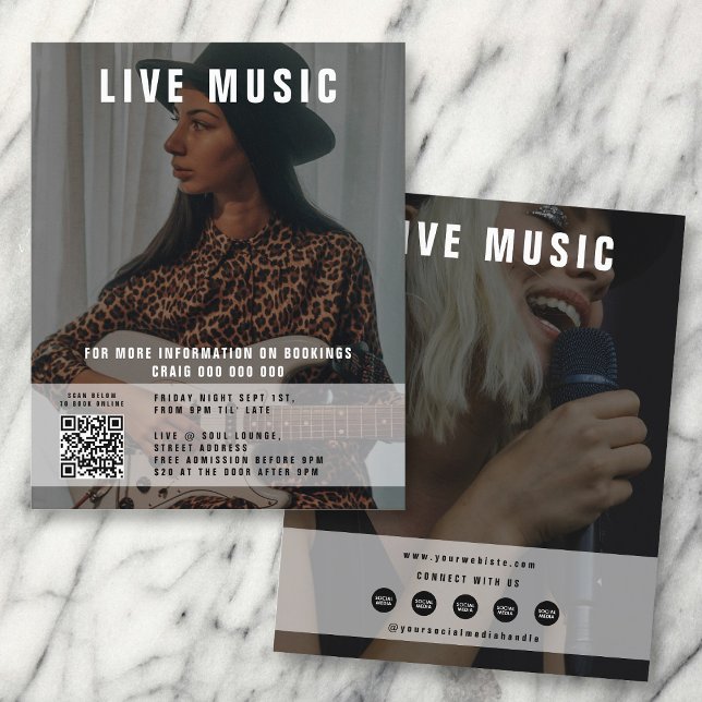 Flyer Cantor Musical 2 Foto Promocional de Mídia Social (Singer Musician 2 Photo Social Media Promotional Flyer)