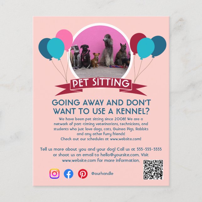 Flyer cão andando de estimação sentado serviço de estima (Frente)