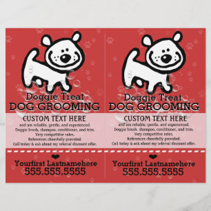Flyer Cão Grooming.Pet Groomer.2 para 1.Customizable.