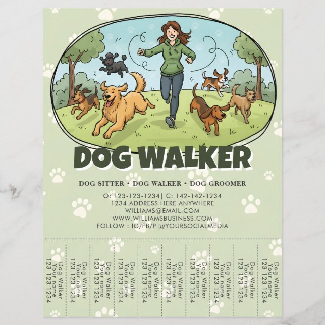 Flyer Cão Passiante Serviço de Passeio de Cães Personali (Frente)