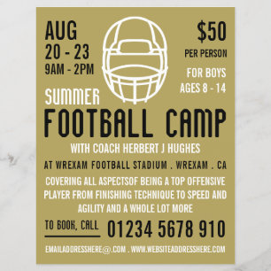 Flyer Capacete Dourado de futebol, propaganda de campo d