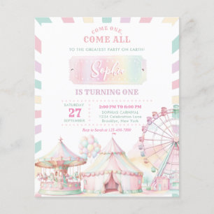 Flyer Carnaval de CEAP Girly Pastel Colorido Circo Anive