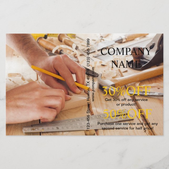 Flyer Carpinteiro de carpintaria para construção de ferr (Frente)