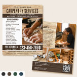 Flyer Carpinteiro de Madeira Construção Handyman Brown<br><div class="desc">Atrair mais clientes à sua empresa com este folheto de marketing de na moda. Uma escolha perfeita se você está procurando uma vibração rústica, natural ou artesanal. Apresentando textura de madeira e letras arrojadas rústicas, com cinco fotos para mostrar seu trabalho. Personalize o modelo com seu nome, título, descrição, lista...</div>