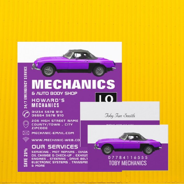 Flyer Carro Clássico, Mecânico Automático e Reparo Publi (Criador carregado)