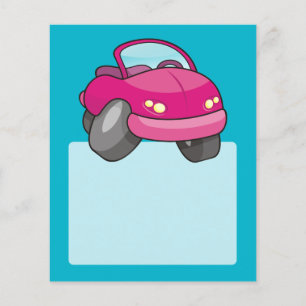 Flyer Carro de desenho animado rosa