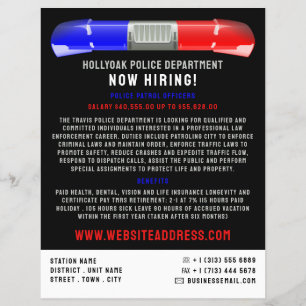 Flyer Carro de Polícia Siren, Agente de Polícia Recrutam