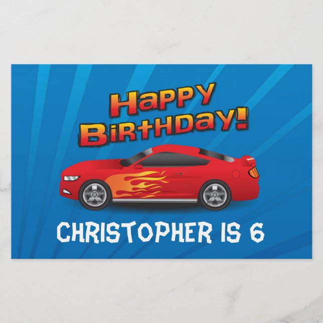 Flyer Carro vermelho quente com Festa de aniversário do  (Frente)