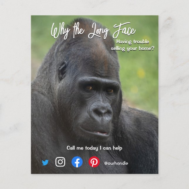 Flyer carta postal de propriedade engraçada cara macaco (Frente)