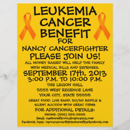 Flyer Cartaz de Benefício para Câncer de Leucemia Cartoo