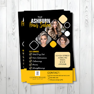 Flyer Cartaz de Cabeleireiro com Design Personalizado em