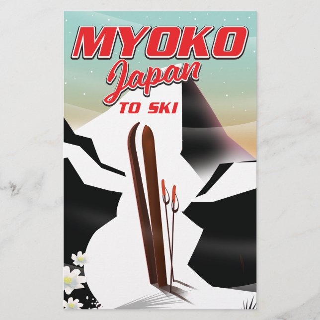 Flyer cartaz de esqui myoko japão (Frente)