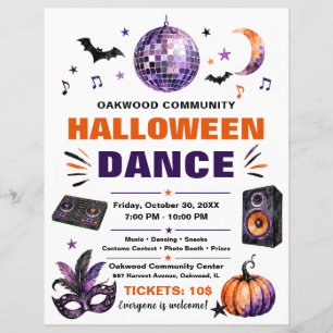 Flyer Cartaz de Festa de Dança de Halloween da Comunidad