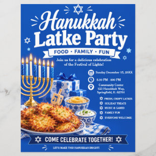 Flyer Cartaz de Festa de Latke de Hanukkah