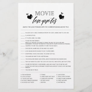 Flyer Cartaz de jogo para chuveiro de citações de amor d