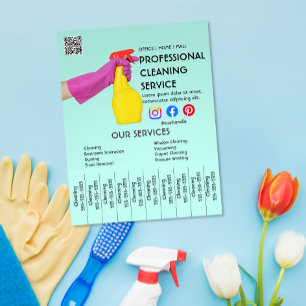 Flyer cartaz de limpeza verde com abas destacáveis Voar