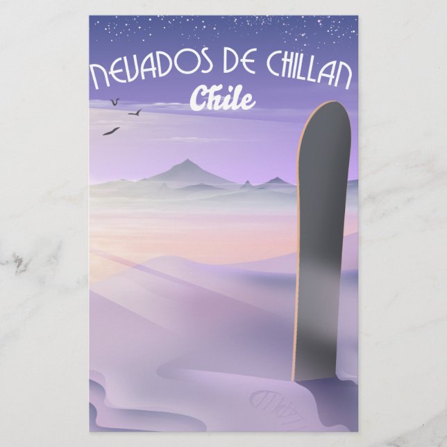 Flyer Cartaz de neve de Nevados de Chillan, Chile. (Frente)