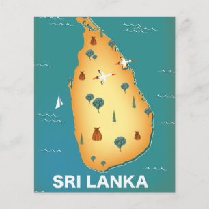 Flyer cartaz de viagem do mapa do Sri Lanka