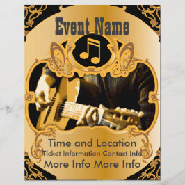 Flyer Cartaz Dourado Vintage de Evento de Música