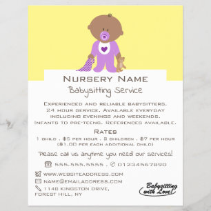 Flyer Cartoon Baby & Bear, Babysitter, Daycare, Nursery