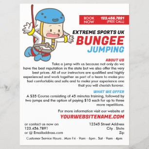 Flyer Cartoon Bunjee - Publicidade do curso de salto em 