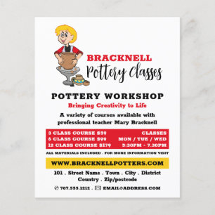 Flyer Cartoon Potter, Classes de Potteria, Potters Adver