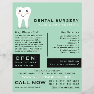 Flyer Cartoon Tooth Logo, Dentistry, Dentist Advertising