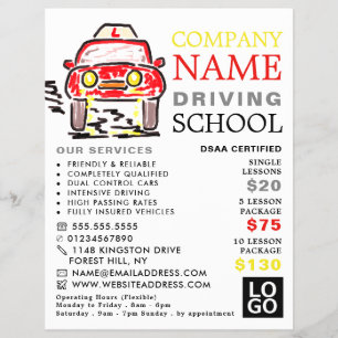 Flyer Cartum Vermelho, Escola de Condução, Advertido p