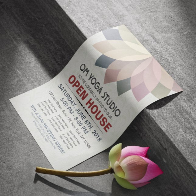 Flyer Casa Aberta do Estúdio de Instrutor de YOGA Lotus  (Criador carregado)