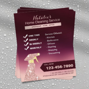 Flyer Casa Limpando Casa Mantendo Serviço Brugndy Ombre