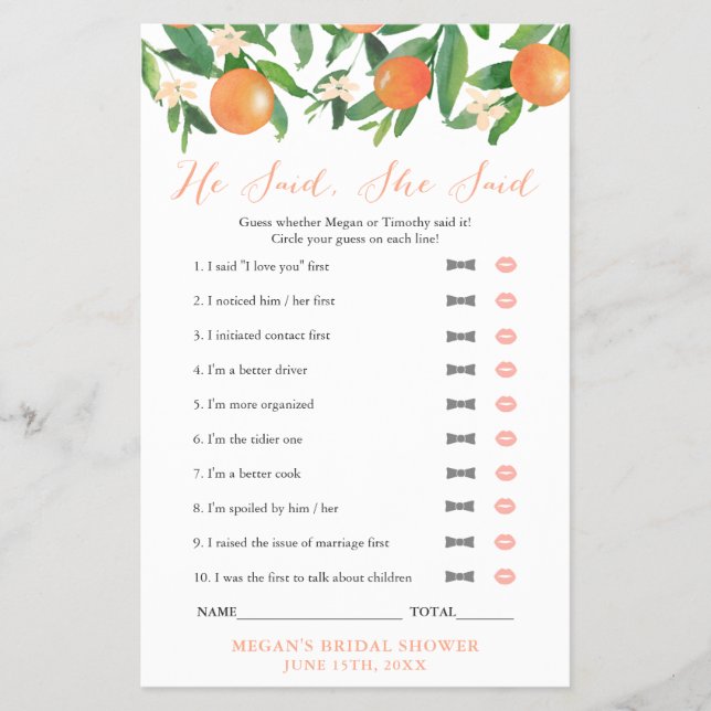 Flyer Casais De Laranja Citrus Chá Ele Disse Que Disse J (Frente)