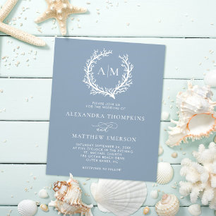 Flyer Casamento Azul Dusty com Recife de Coral Náutico