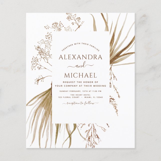 Flyer Casamento Boho Bohemian Foto Grass Pampas (Frente)