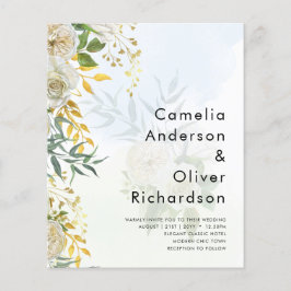 Flyer Casamento Botânico de Rosas Brancas Elegantes All-