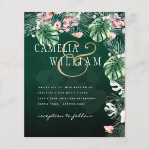 Flyer Casamento Botânico Rosa Tropical LeahG