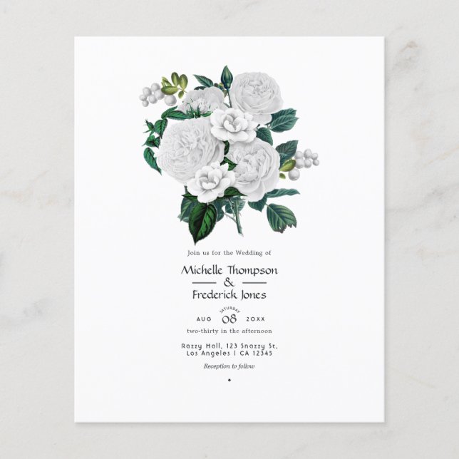 Flyer Casamento Branco Floral (Frente)