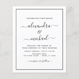 Flyer Casamento Branco Preto de Orçamento com Convite Fo