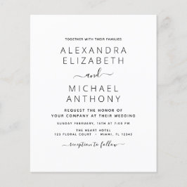 Flyer Casamento Branco Preto de Orçamento com Convite Fo