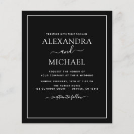 Flyer Casamento Branco Preto de Orçamento com Convite Fo