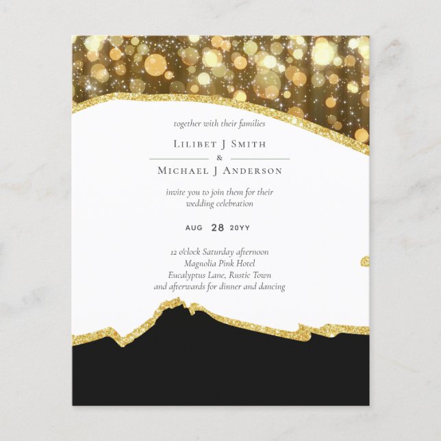 Flyer Casamento Brilho Dourado Preto CLÁSSICO (Frente)