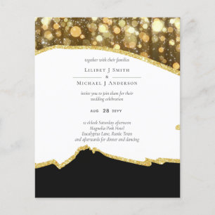Flyer Casamento Brilho Dourado Preto CLÁSSICO