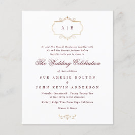 Flyer Casamento clássico de Burgundy e Marinho monograma