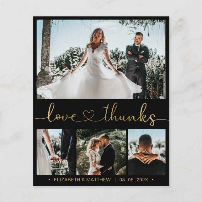 Flyer Casamento com a Colagem de Fotografias Preto e Dou (Frente)