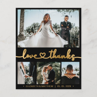 Flyer Casamento com a Colagem de Fotografias Preto e Dou