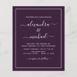 Flyer Casamento com ameixa Roxo de Orçamento com Convite