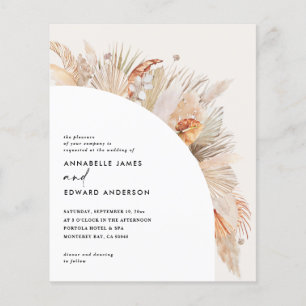 Flyer casamento com grama de pampas terracota boêmio eco