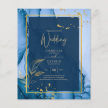 Casamento com tinta a álcool Dourada azul do Marin