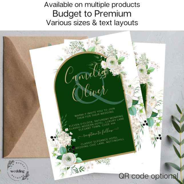 Flyer Casamento de Arca Verde Emerald, Rosas Brancas de  (Criador carregado)